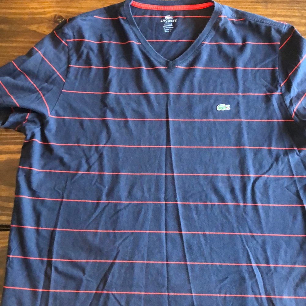 Lacoste Navy V Neck Size 7 (XL)